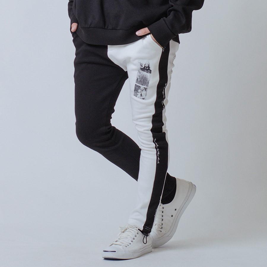 ジョッパーズパンツ メンズ サイドライン プリント ポンチ アンチピリング 白 黒 ホワイト ブラック S M L RE730 セブンサーティー | RE730 | 03