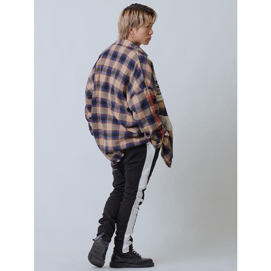 ジョッパーズパンツ メンズ サイドライン プリント ポンチ アンチピリング 白 黒 ホワイト ブラック S M L RE730 セブンサーティー | RE730 | 12