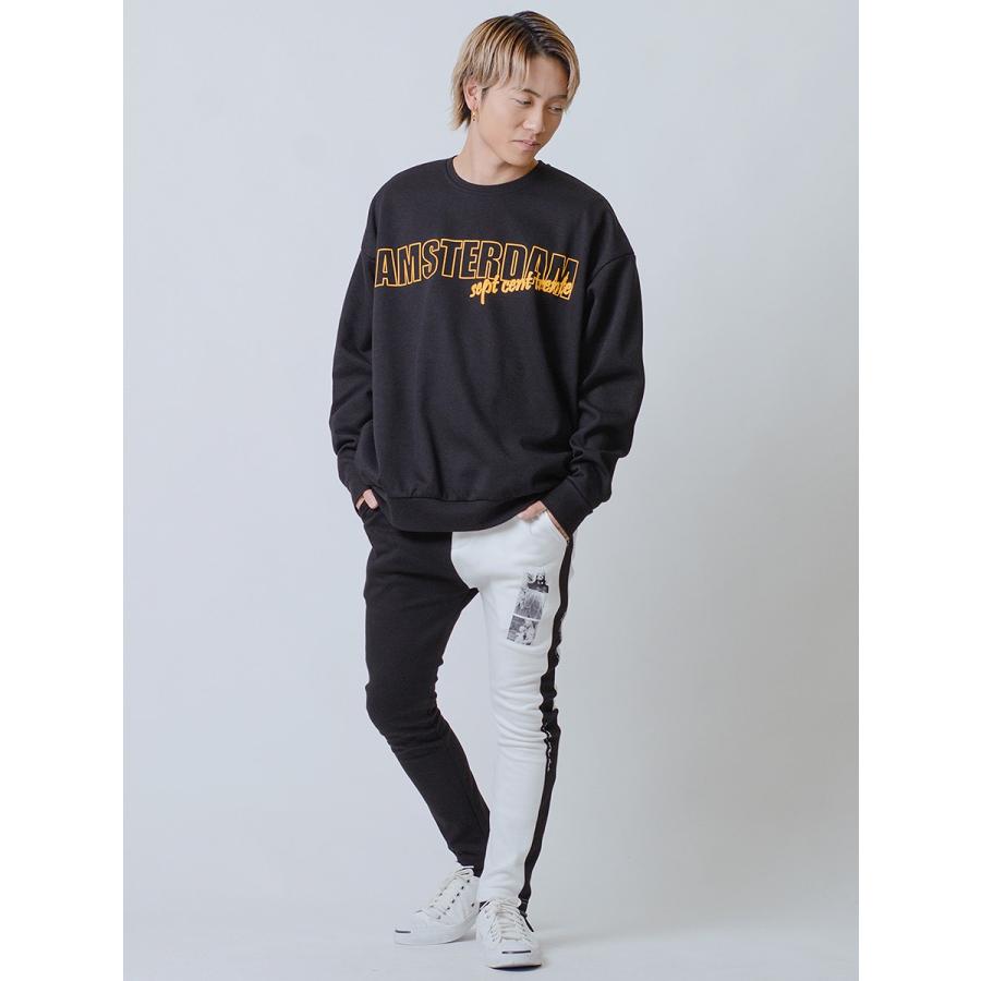 ジョッパーズパンツ メンズ サイドライン プリント ポンチ アンチピリング 白 黒 ホワイト ブラック S M L RE730 セブンサーティー | RE730 | 04