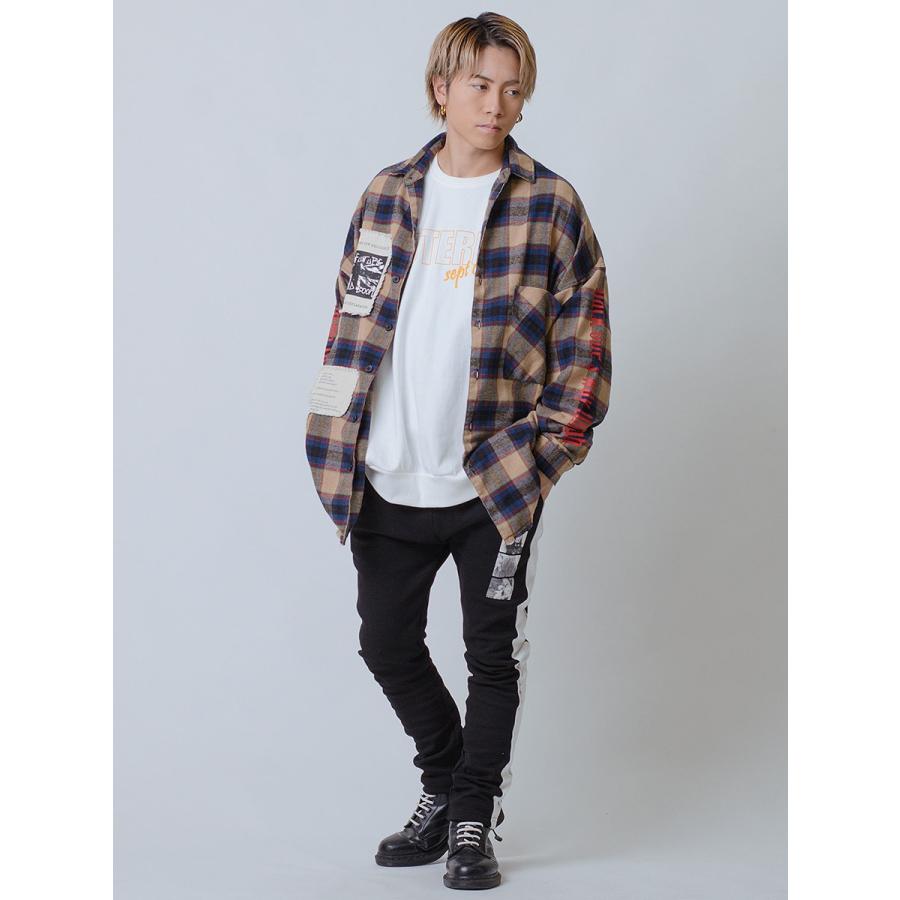 ジョッパーズパンツ メンズ サイドライン プリント ポンチ アンチピリング 白 黒 ホワイト ブラック S M L RE730 セブンサーティー | RE730 | 09