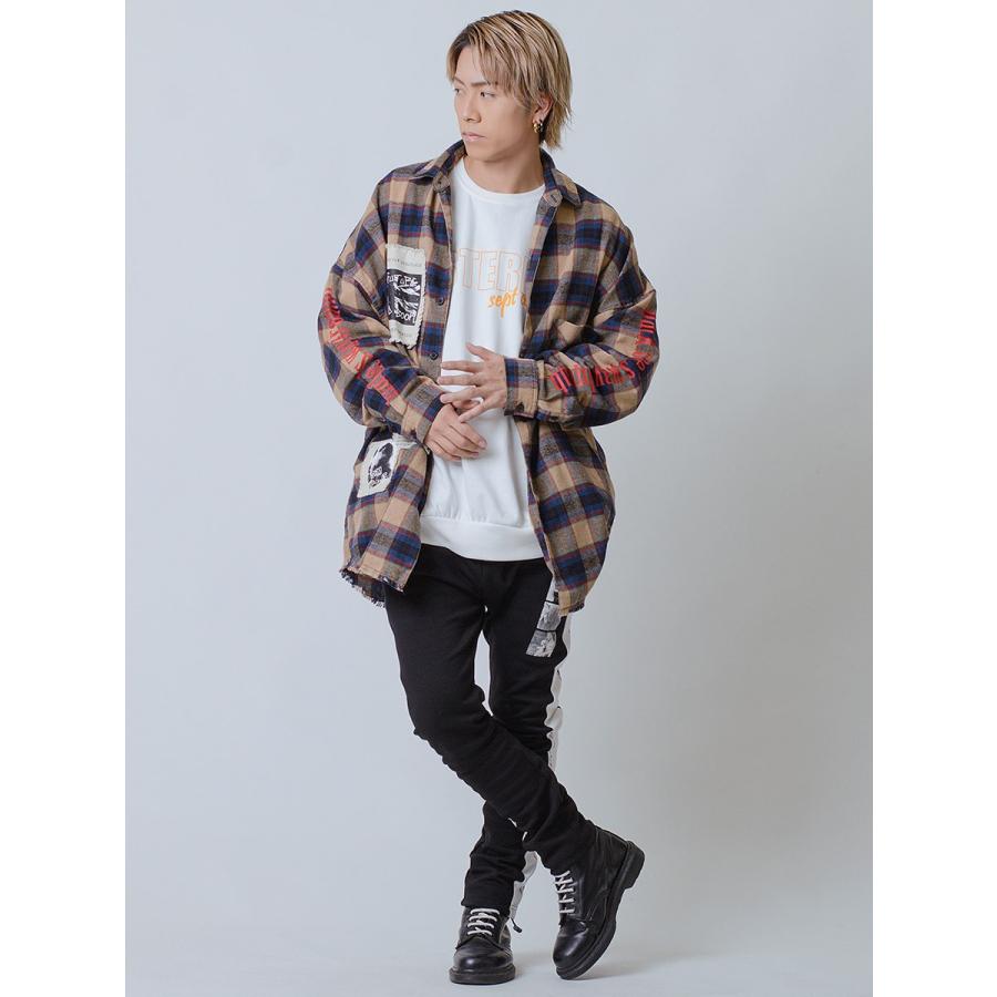 ジョッパーズパンツ メンズ サイドライン プリント ポンチ アンチピリング 白 黒 ホワイト ブラック S M L RE730 セブンサーティー | RE730 | 10