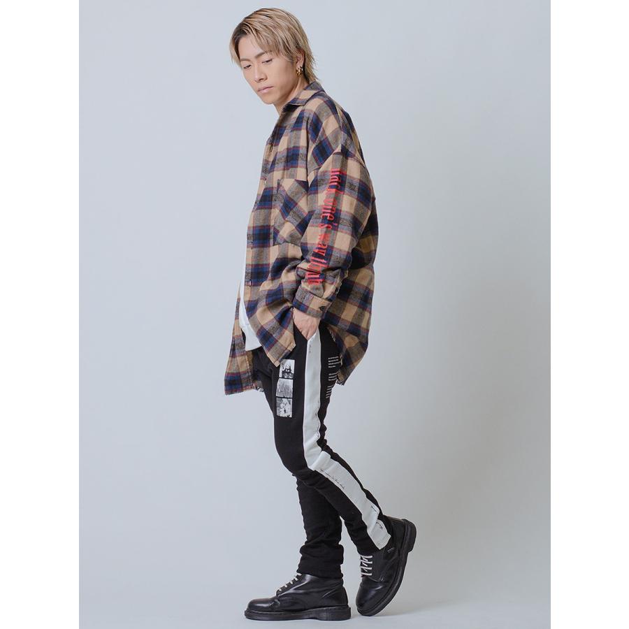 ジョッパーズパンツ メンズ サイドライン プリント ポンチ アンチピリング 白 黒 ホワイト ブラック S M L RE730 セブンサーティー | RE730 | 11