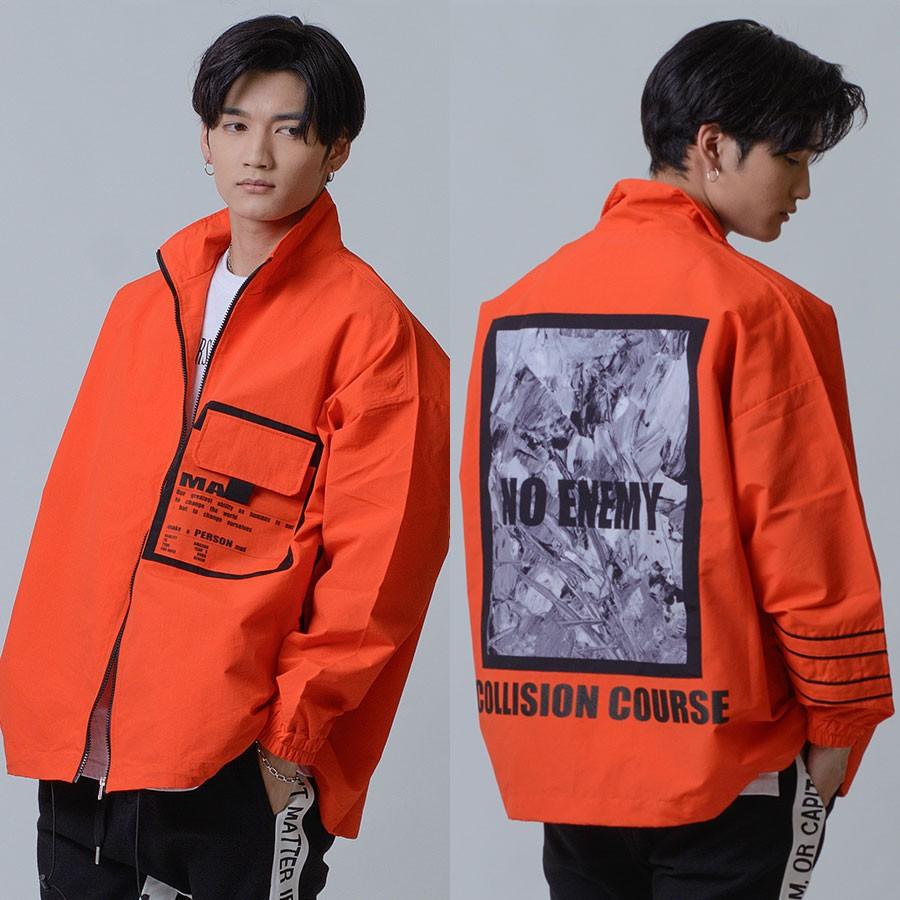トラックジャケット メンズ ビッグシルエット オーバーサイズ プリント 春 秋 冬 白 黒 ホワイト イエロー オレンジ ブラック M L Xl Re730 セブンサーティー Be メンズジャケット バッグ 鞄 のhk 通販 Yahoo ショッピング