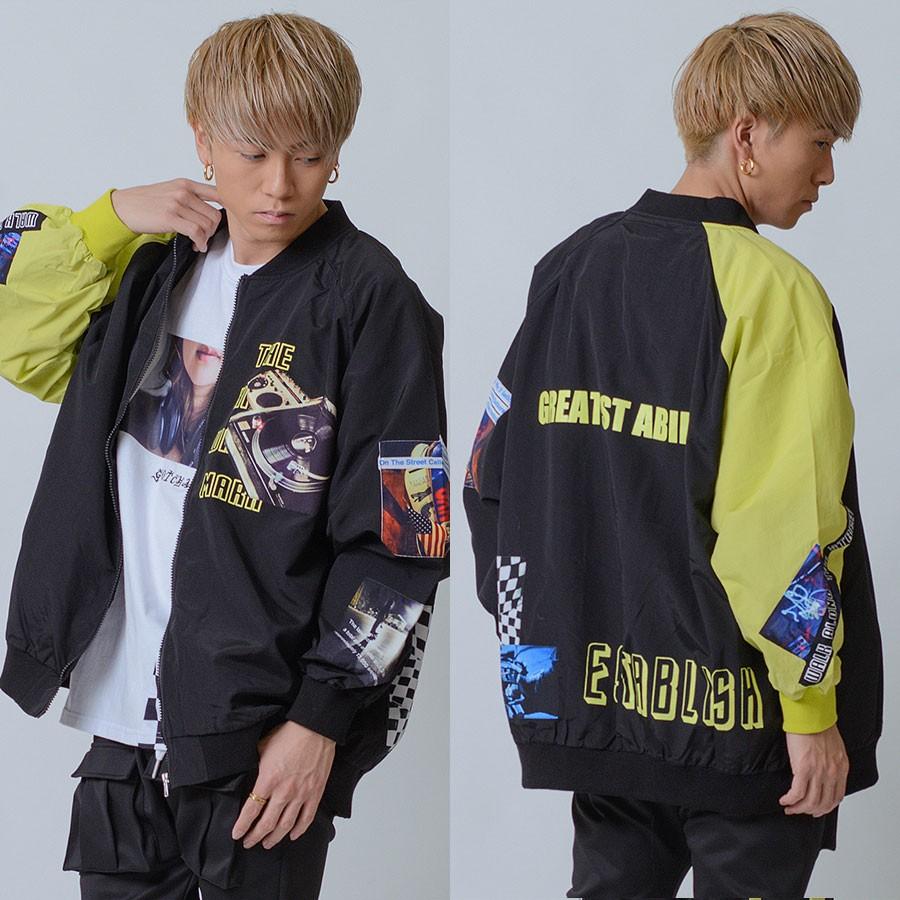 ジャンパー メンズ 春 秋 ビッグシルエット オーバーサイズ プリント ボンバージャケット 白 黒 ホワイト オレンジ ブラック M L Xl Re730 セブンサーティー Be メンズジャケット バッグ 鞄 のhk 通販 Yahoo ショッピング