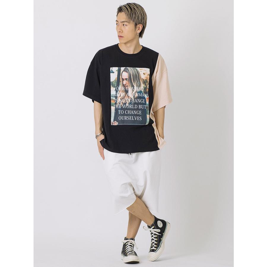 ミニ裏毛サルエルショーツ ショートパンツ ハーフパンツ メンズ ストリート 韓国ファッション ホワイト ベージュ ブラック 白 黒 S M L RE730 セブンサーティー | RE730 | 06