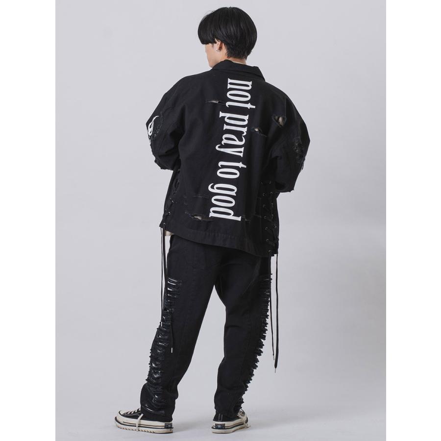 サイドダメージワイドデニム メンズ ワイドパンツ ビッグシルエット オーバーサイズ ストリート系 韓国ファッション 韓国系 RE730 セブンサーティー | RE730 | 17