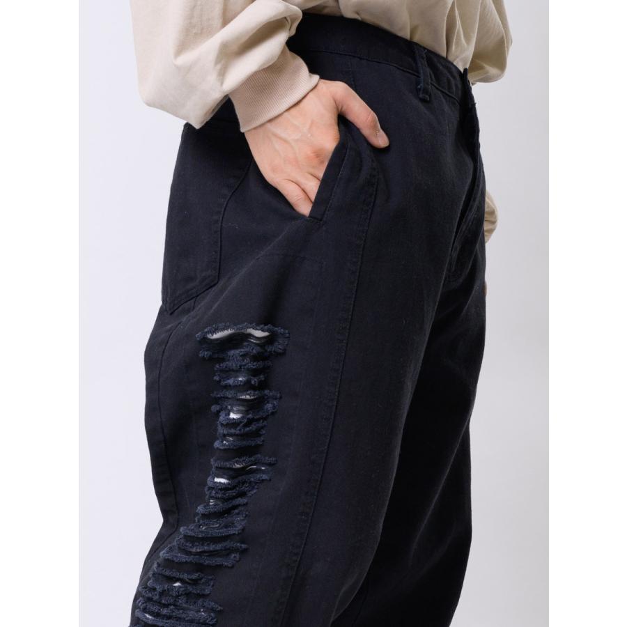 サイドダメージワイドデニム メンズ ワイドパンツ ビッグシルエット オーバーサイズ ストリート系 韓国ファッション 韓国系 RE730 セブンサーティー | RE730 | 18