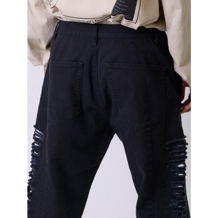 サイドダメージワイドデニム メンズ ワイドパンツ ビッグシルエット オーバーサイズ ストリート系 韓国ファッション 韓国系 RE730 セブンサーティー | RE730 | 19