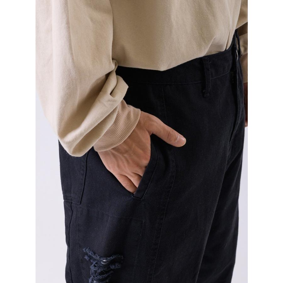 サイドダメージワイドデニム メンズ ワイドパンツ ビッグシルエット オーバーサイズ ストリート系 韓国ファッション 韓国系 RE730 セブンサーティー | RE730 | 20