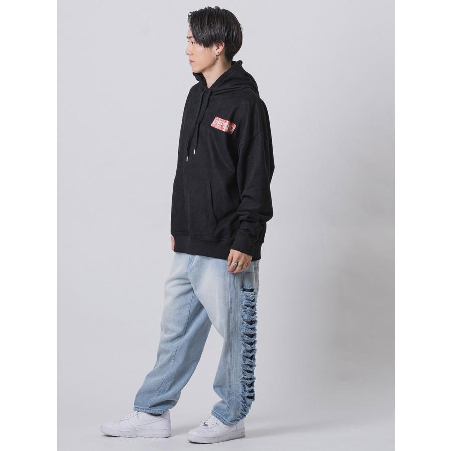 サイドダメージワイドデニム メンズ ワイドパンツ ビッグシルエット オーバーサイズ ストリート系 韓国ファッション 韓国系 RE730 セブンサーティー | RE730 | 08