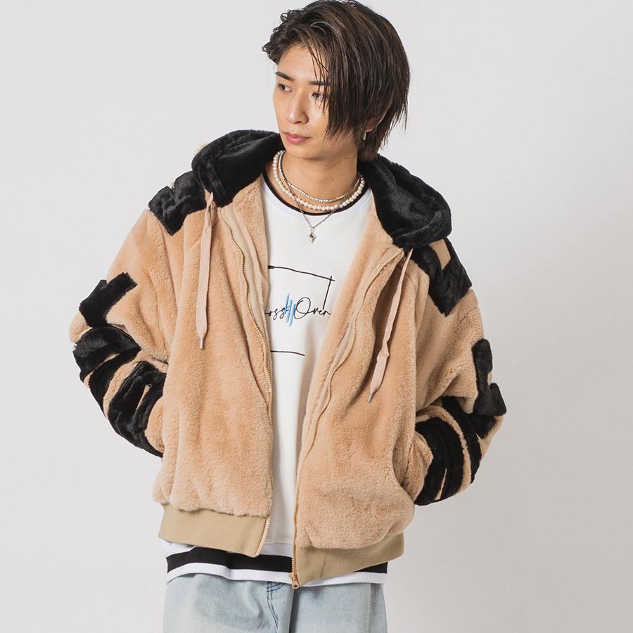 ビッグシルエットエコファー配色ロゴブルゾン メンズ ビッグシルエット オーバーサイズ ストリート系 韓国ファッション 韓国系 RE730 セブンサーティー | RE730 | 05