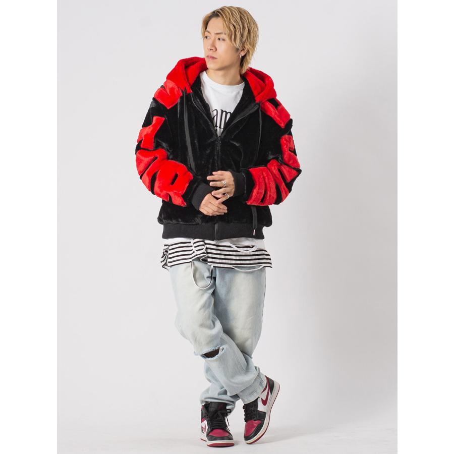ビッグシルエットエコファー配色ロゴブルゾン メンズ ビッグシルエット オーバーサイズ ストリート系 韓国ファッション 韓国系 RE730 セブンサーティー | RE730 | 14