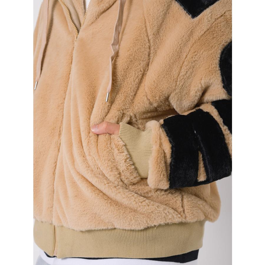 ビッグシルエットエコファー配色ロゴブルゾン メンズ ビッグシルエット オーバーサイズ ストリート系 韓国ファッション 韓国系 RE730 セブンサーティー | RE730 | 22