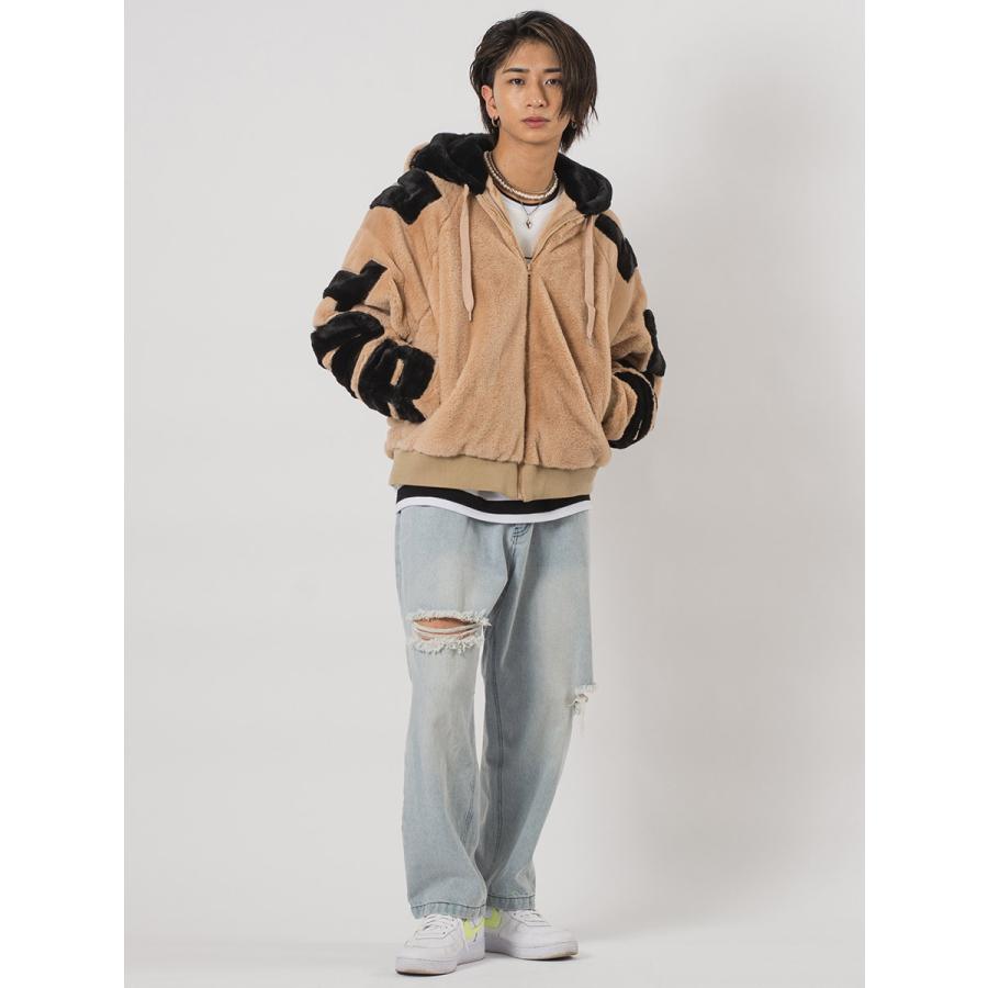 ビッグシルエットエコファー配色ロゴブルゾン メンズ ビッグシルエット オーバーサイズ ストリート系 韓国ファッション 韓国系 RE730 セブンサーティー | RE730 | 11
