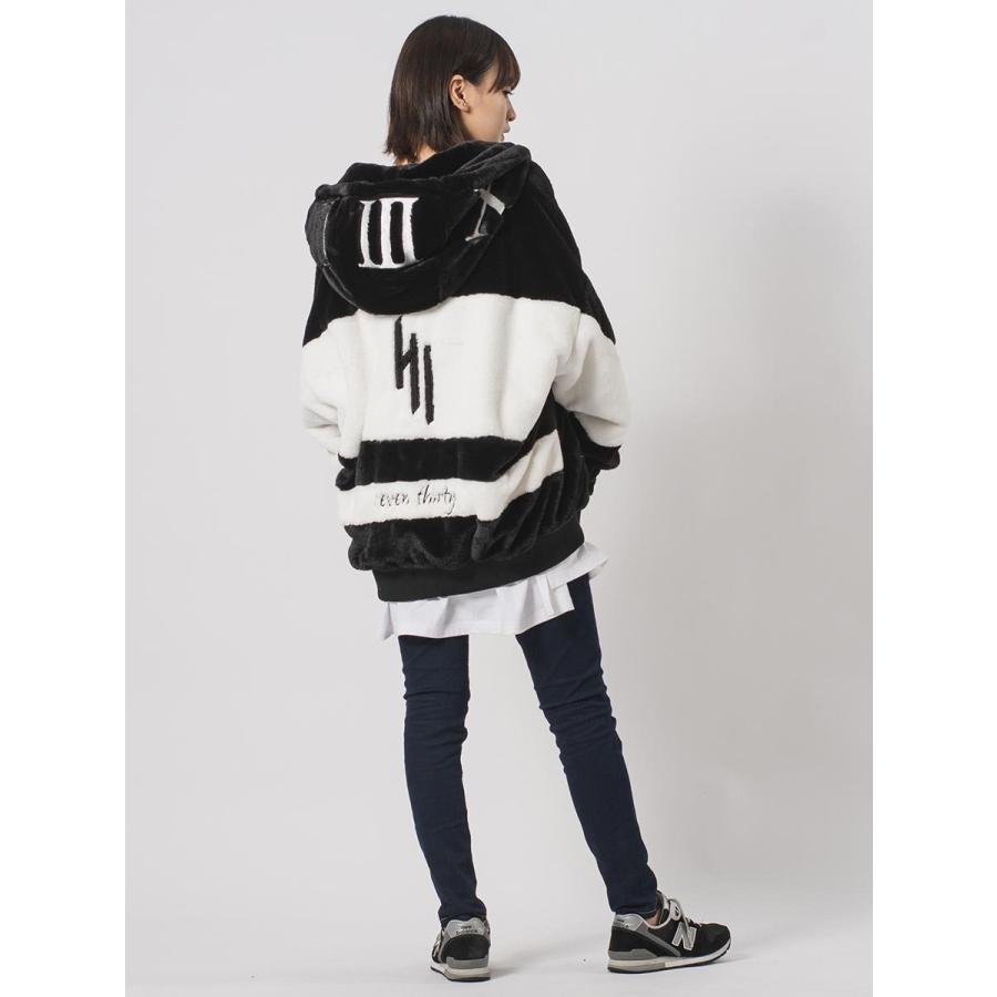 エコファー配色フーデッドブルゾン メンズ ビッグシルエット オーバーサイズ ストリート系 韓国ファッション 韓国系 RE730 セブンサーティー | RE730 | 17