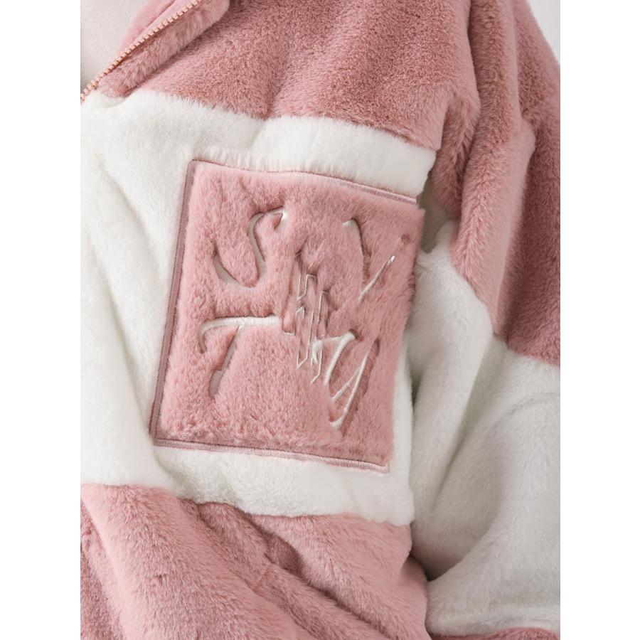 エコファー配色フーデッドブルゾン メンズ ビッグシルエット オーバーサイズ ストリート系 韓国ファッション 韓国系 RE730 セブンサーティー | RE730 | 20