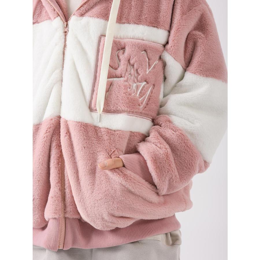 エコファー配色フーデッドブルゾン メンズ ビッグシルエット オーバーサイズ ストリート系 韓国ファッション 韓国系 RE730 セブンサーティー | RE730 | 21