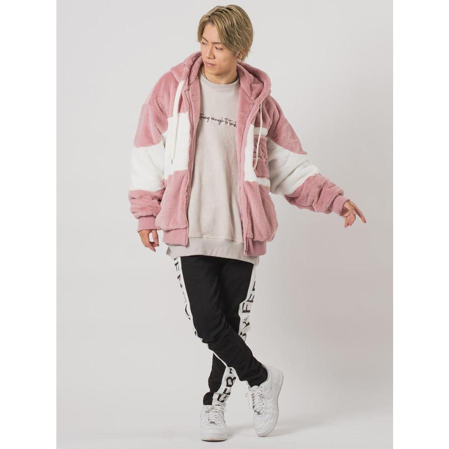 エコファー配色フーデッドブルゾン メンズ ビッグシルエット オーバーサイズ ストリート系 韓国ファッション 韓国系 RE730 セブンサーティー | RE730 | 08