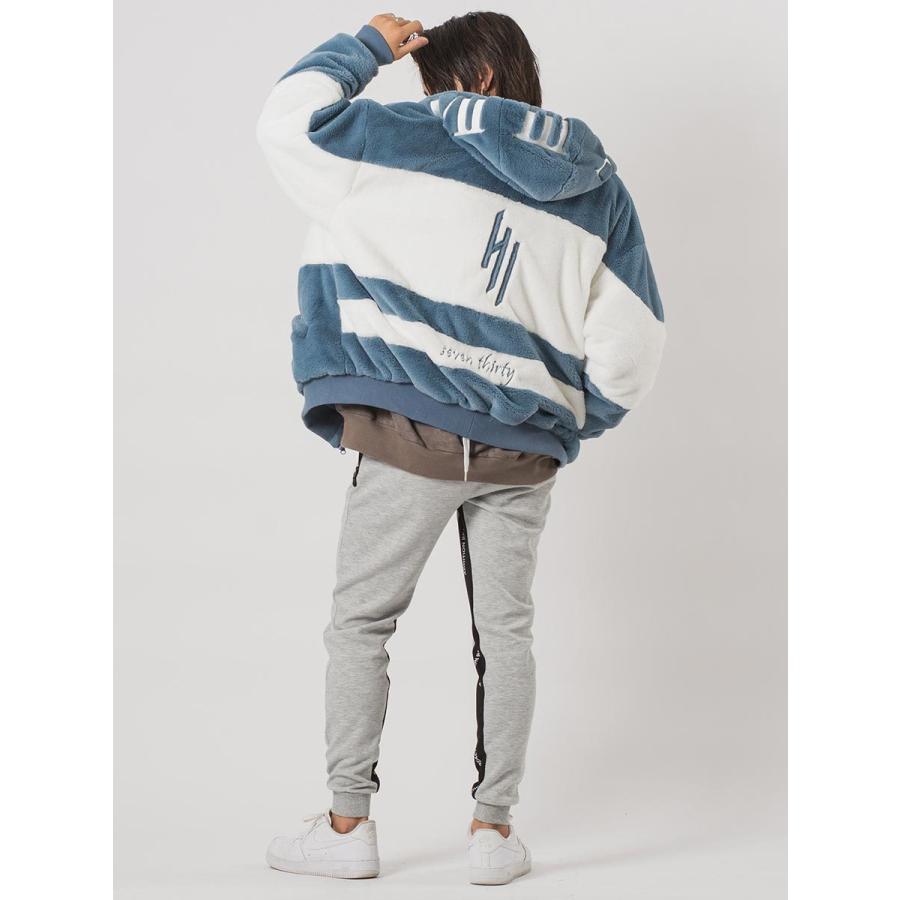 エコファー配色フーデッドブルゾン メンズ ビッグシルエット オーバーサイズ ストリート系 韓国ファッション 韓国系 RE730 セブンサーティー | RE730 | 13