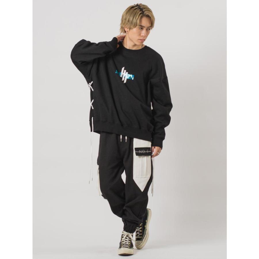 配色ルーズシルエットカーゴパンツ メンズ ジョガーパンツ ワイドパンツ ストリート系 韓国ファッション 韓国系 RE730 セブンサーティー | RE730 | 14