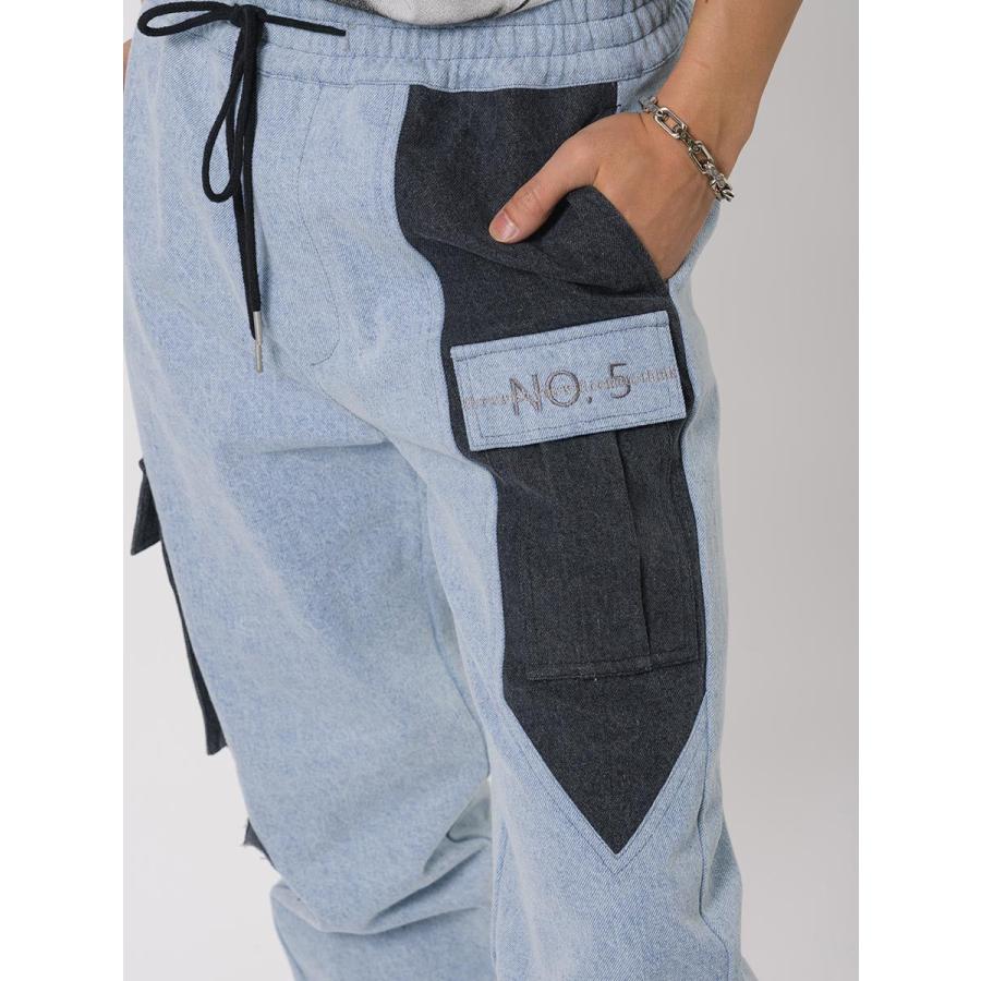 配色ルーズシルエットカーゴパンツ メンズ ジョガーパンツ ワイドパンツ ストリート系 韓国ファッション 韓国系 RE730 セブンサーティー | RE730 | 18