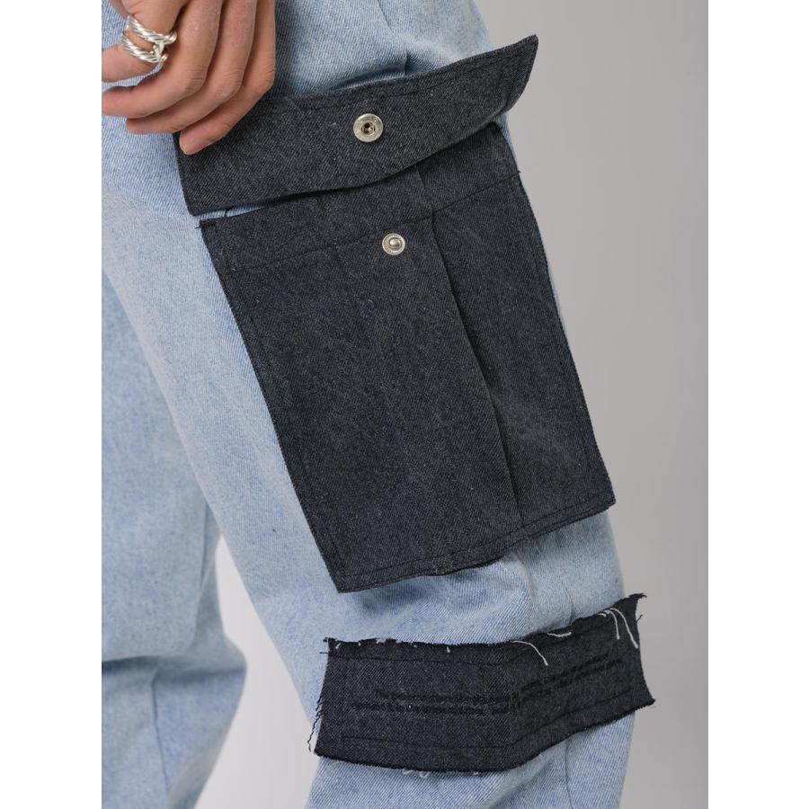 配色ルーズシルエットカーゴパンツ メンズ ジョガーパンツ ワイドパンツ ストリート系 韓国ファッション 韓国系 RE730 セブンサーティー | RE730 | 21