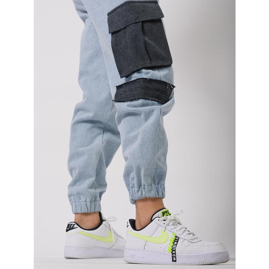 配色ルーズシルエットカーゴパンツ メンズ ジョガーパンツ ワイドパンツ ストリート系 韓国ファッション 韓国系 RE730 セブンサーティー | RE730 | 23