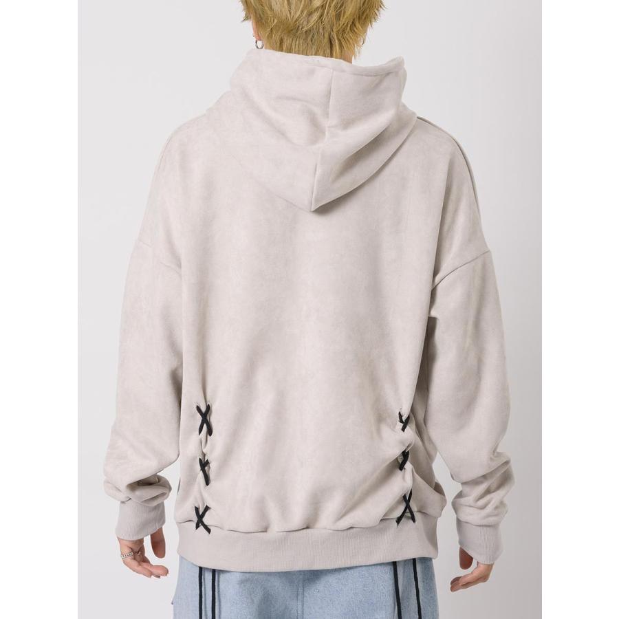 エコスエードレースアップビッグシルエットパーカー メンズ ビッグシルエット オーバーサイズ ストリート系 韓国ファッション 韓国系 RE730 セブンサーティー | RE730 | 20