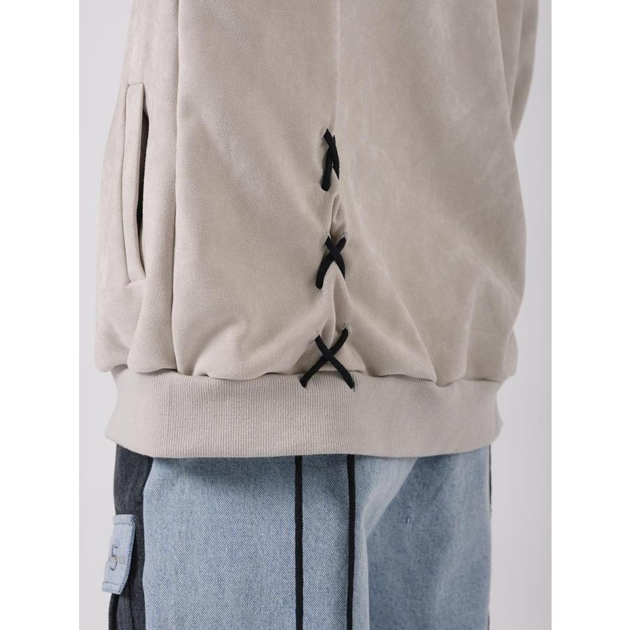 エコスエードレースアップビッグシルエットパーカー メンズ ビッグシルエット オーバーサイズ ストリート系 韓国ファッション 韓国系 RE730 セブンサーティー | RE730 | 23