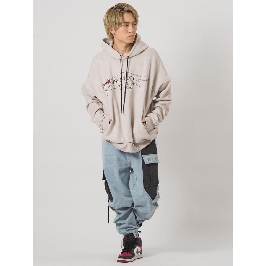 エコスエードレースアップビッグシルエットパーカー メンズ ビッグシルエット オーバーサイズ ストリート系 韓国ファッション 韓国系 RE730 セブンサーティー | RE730 | 08