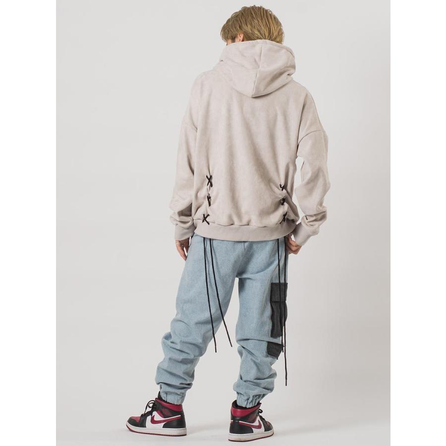 エコスエードレースアップビッグシルエットパーカー メンズ ビッグシルエット オーバーサイズ ストリート系 韓国ファッション 韓国系 RE730 セブンサーティー | RE730 | 10