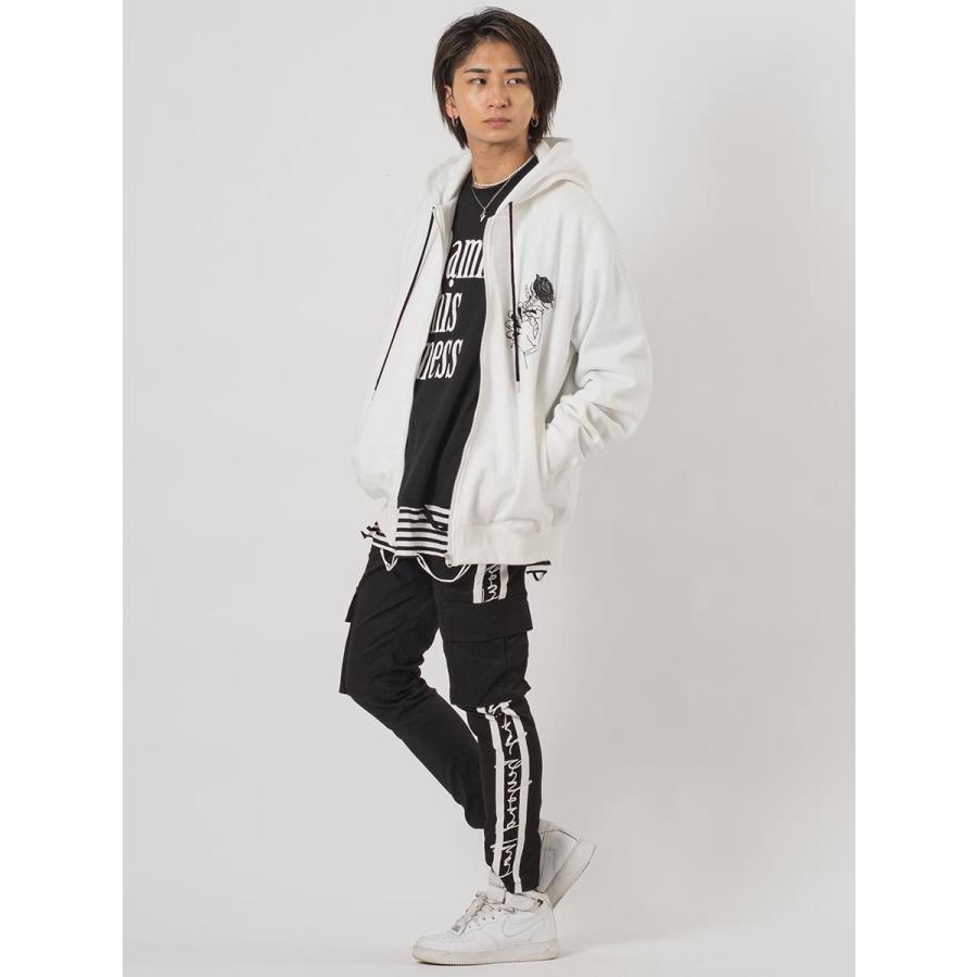 CVCポンチ薔薇刺繍ビッグシルエットジップパーカー メンズ ビッグシルエット オーバーサイズ ストリート系 韓国ファッション 韓国系 RE730 セブンサーティー | RE730 | 08