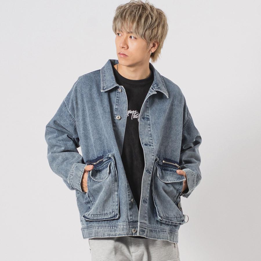 ビッグポケットビッグシルエットGジャン メンズ ビッグシルエット オーバーサイズ ストリート系 韓国ファッション 韓国系 RE730 セブンサーティー | RE730 | 03