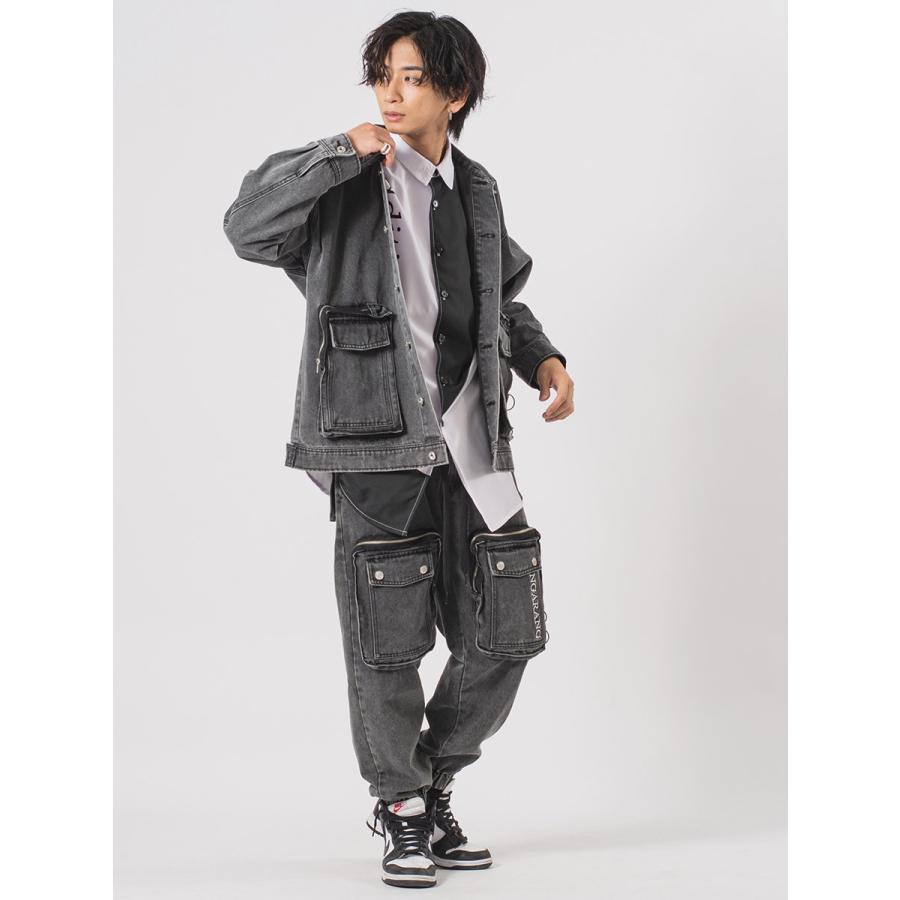 ビッグポケットデニムカーゴパンツ メンズ ワイドパンツ バルーンパンツ ストリート系 韓国ファッション 韓国系 RE730 セブンサーティー | RE730 | 12