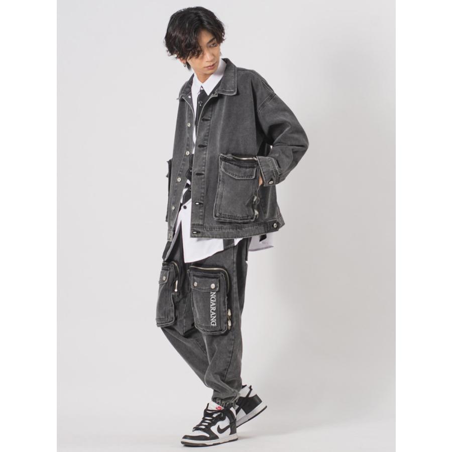 ビッグポケットデニムカーゴパンツ メンズ ワイドパンツ バルーンパンツ ストリート系 韓国ファッション 韓国系 RE730 セブンサーティー | RE730 | 13