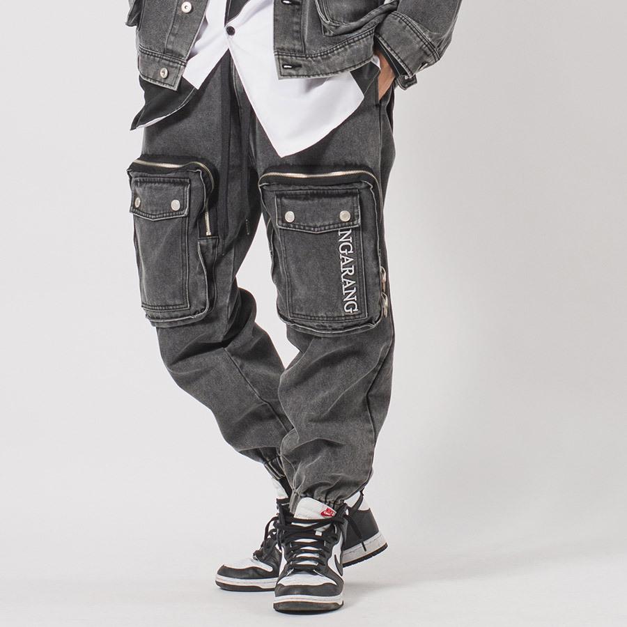 ビッグポケットデニムカーゴパンツ メンズ ワイドパンツ バルーンパンツ ストリート系 韓国ファッション 韓国系 RE730 セブンサーティー | RE730 | 04