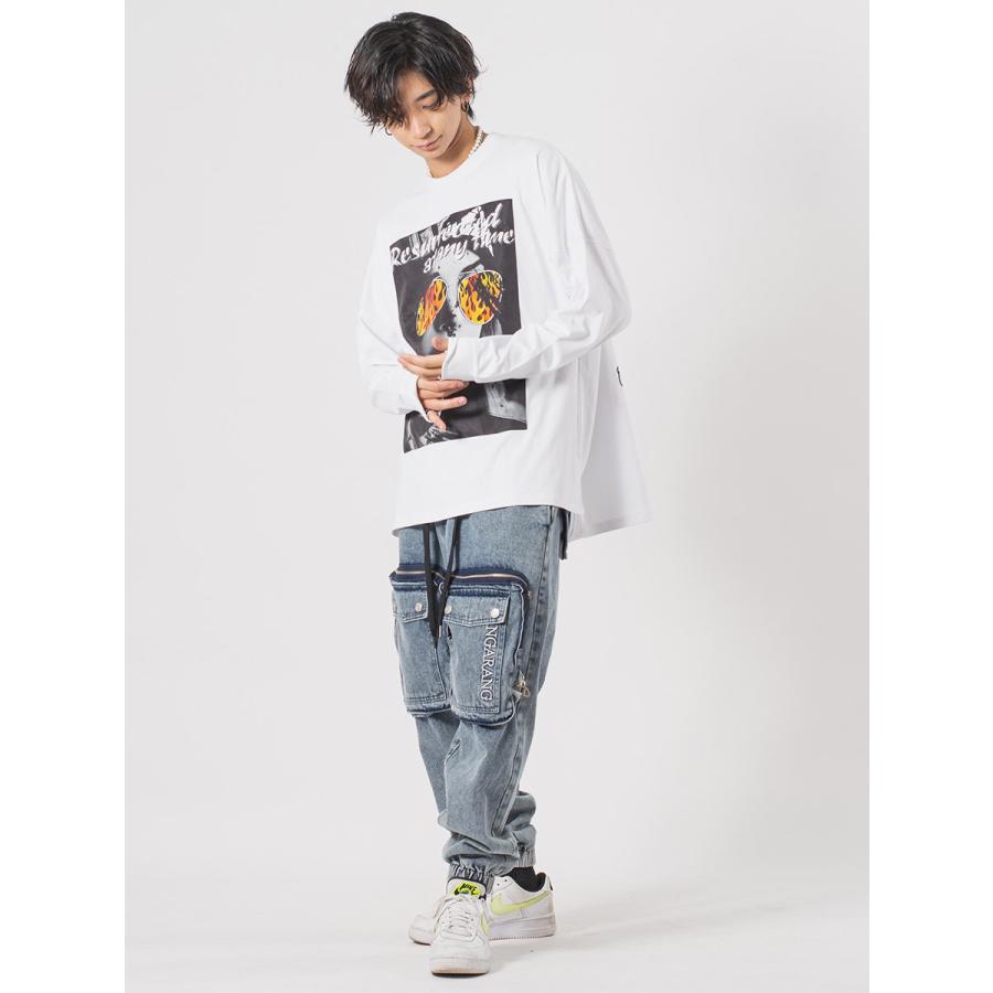 ビッグポケットデニムカーゴパンツ メンズ ワイドパンツ バルーンパンツ ストリート系 韓国ファッション 韓国系 RE730 セブンサーティー | RE730 | 07