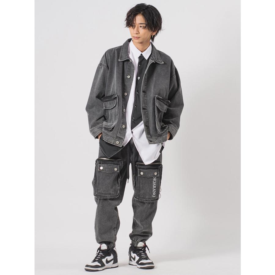 ビッグポケットデニムカーゴパンツ メンズ ワイドパンツ バルーンパンツ ストリート系 韓国ファッション 韓国系 RE730 セブンサーティー | RE730 | 10