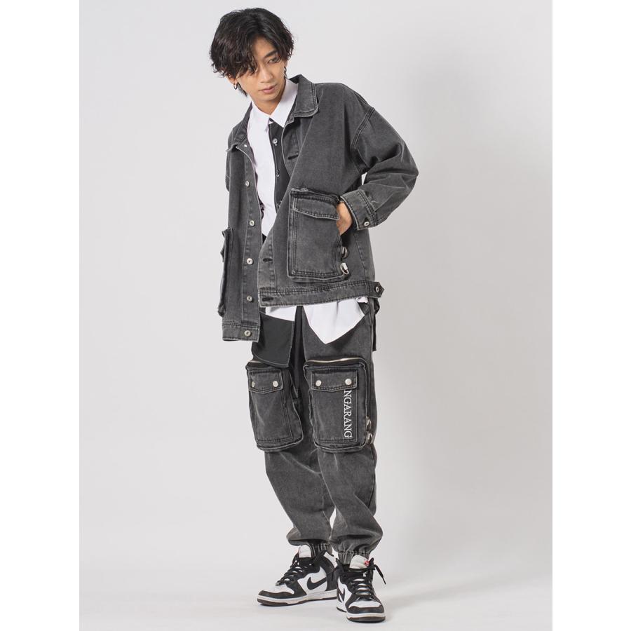 ビッグポケットデニムカーゴパンツ メンズ ワイドパンツ バルーンパンツ ストリート系 韓国ファッション 韓国系 RE730 セブンサーティー | RE730 | 11