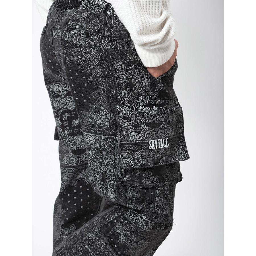 バンダナ柄ルーズカーゴパンツ メンズ ワイドパンツ ジョガーパンツ ストリート系 韓国ファッション 韓国系 RE730 セブンサーティー | RE730 | 19