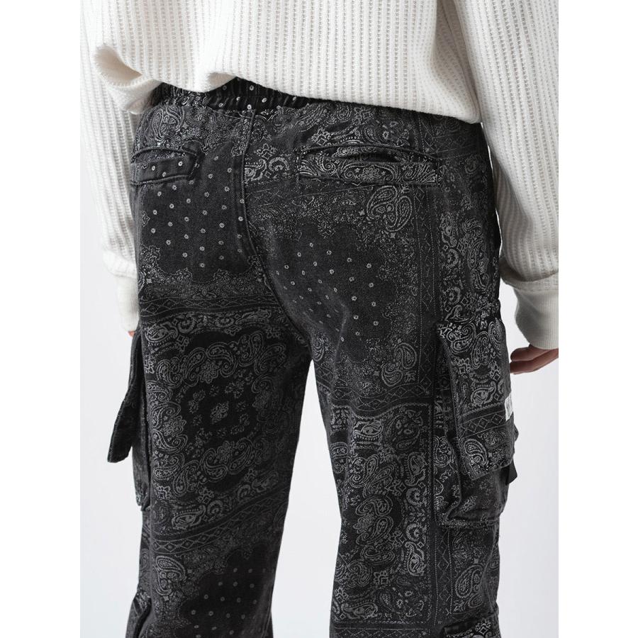 バンダナ柄ルーズカーゴパンツ メンズ ワイドパンツ ジョガーパンツ ストリート系 韓国ファッション 韓国系 RE730 セブンサーティー | RE730 | 21