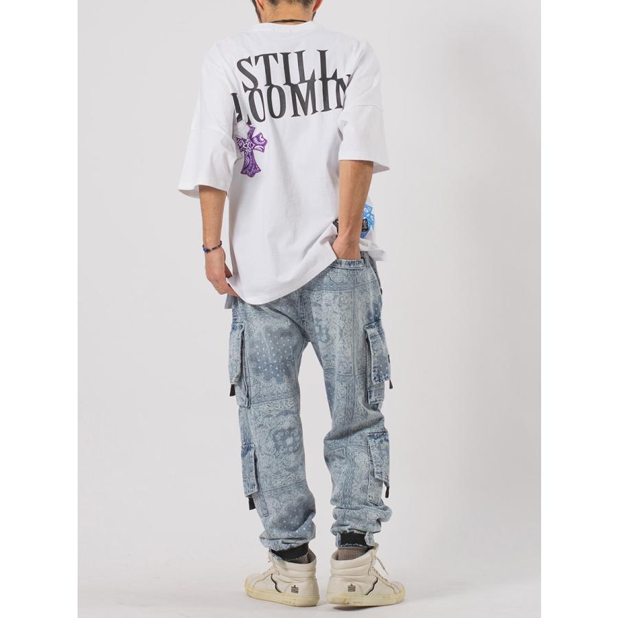 バンダナ柄ルーズカーゴパンツ メンズ ワイドパンツ ジョガーパンツ ストリート系 韓国ファッション 韓国系 RE730 セブンサーティー | RE730 | 09