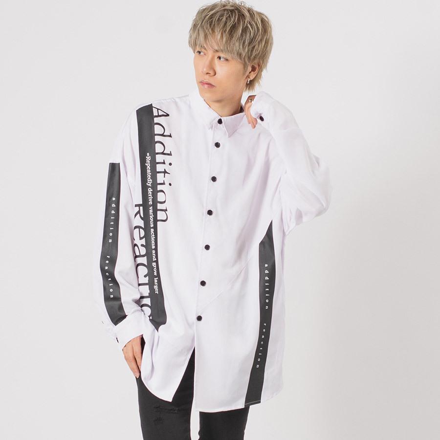 ビッグシルエットテーププリントドルマンシャツ メンズ ビッグシルエット オーバーサイズ ストリート系 韓国ファッション 韓国系 RE730 セブンサーティー | RE730 | 04