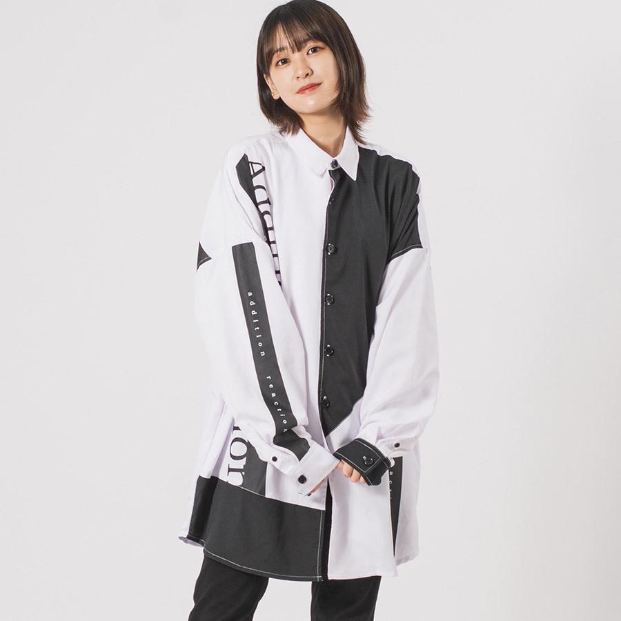 ビッグシルエットテーププリントドルマンシャツ メンズ ビッグシルエット オーバーサイズ ストリート系 韓国ファッション 韓国系 RE730 セブンサーティー | RE730 | 05