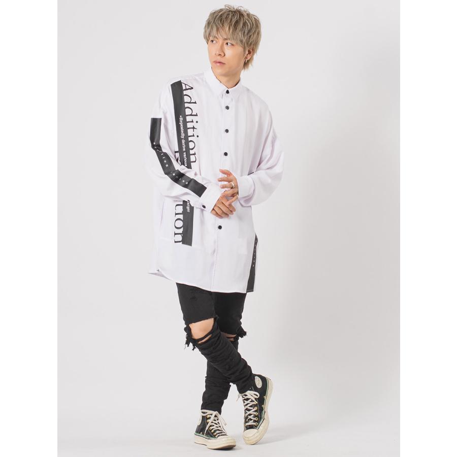 ビッグシルエットテーププリントドルマンシャツ メンズ ビッグシルエット オーバーサイズ ストリート系 韓国ファッション 韓国系 RE730 セブンサーティー | RE730 | 08