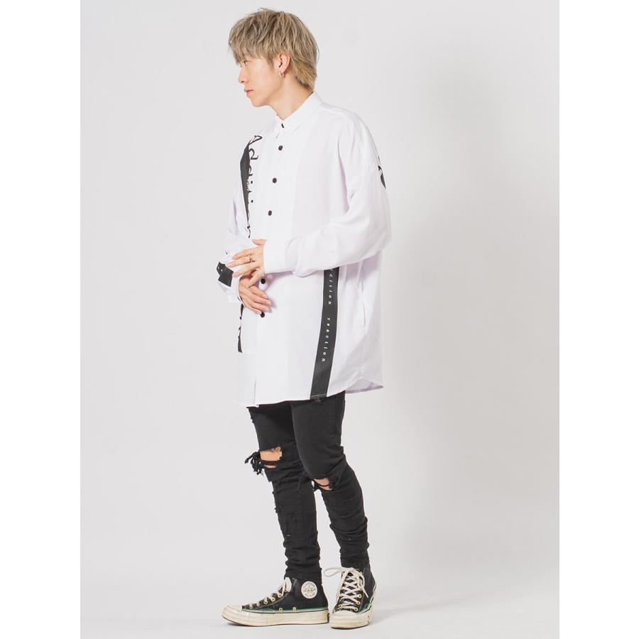 ビッグシルエットテーププリントドルマンシャツ メンズ ビッグシルエット オーバーサイズ ストリート系 韓国ファッション 韓国系 RE730 セブンサーティー | RE730 | 09