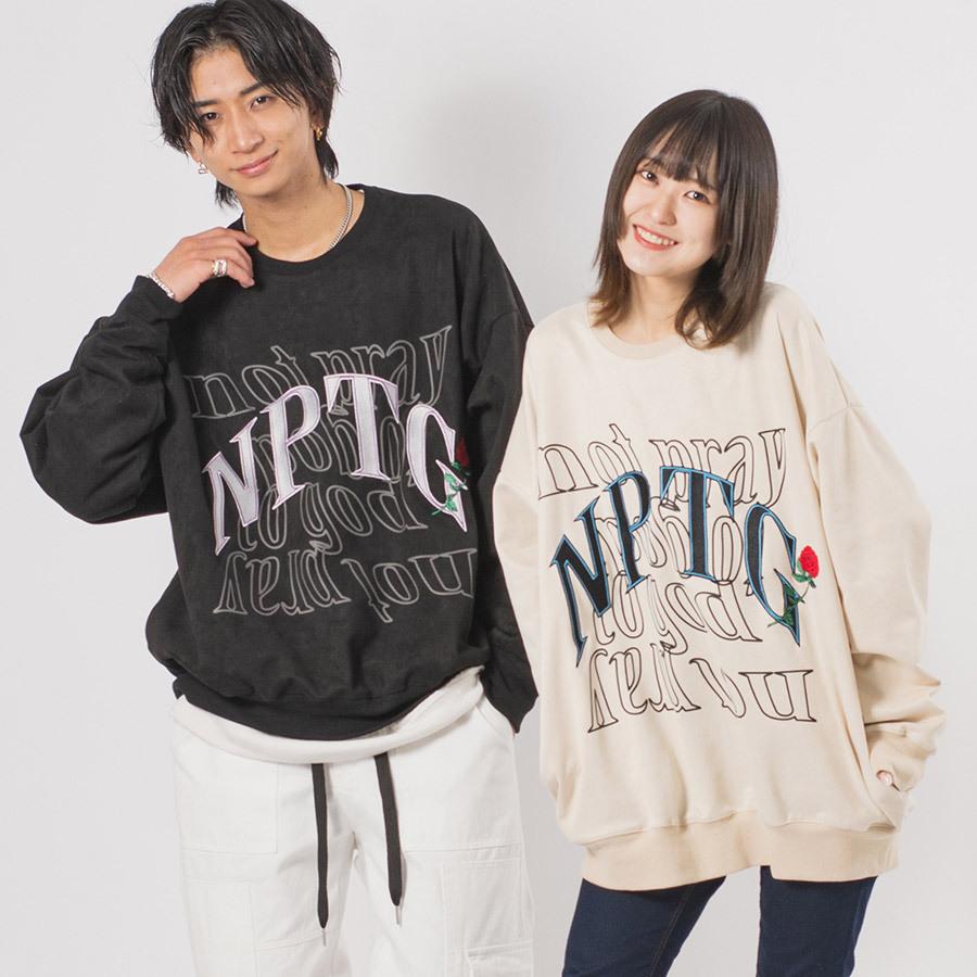 エコスエード刺繍ワイドトレーナー メンズ ビッグシルエット オーバーサイズ ストリート系 韓国ファッション 韓国系 RE730 セブンサーティー | RE730