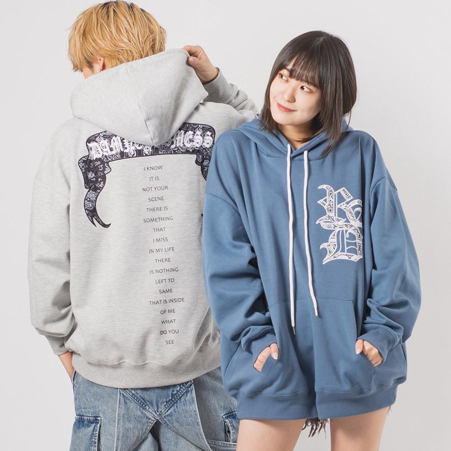 CVCビッグシルエットアップリケ刺繍パーカー メンズ ビッグシルエット オーバーサイズ ストリート系 韓国ファッション 韓国系 RE730 セブンサーティー | RE730