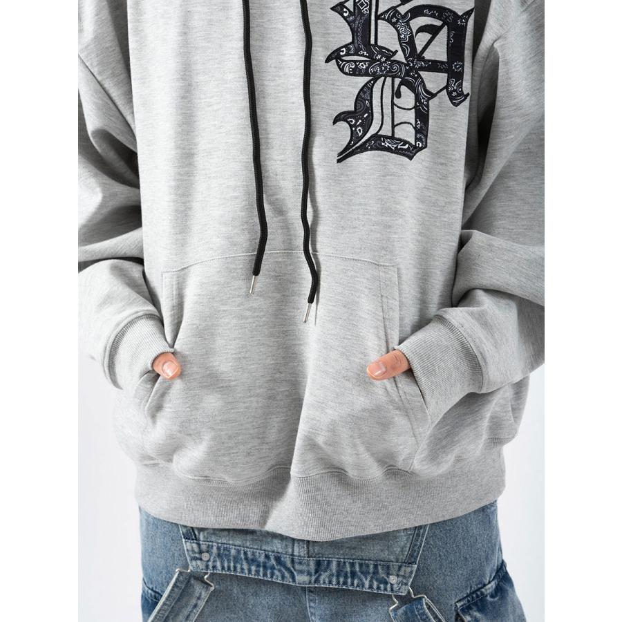 CVCビッグシルエットアップリケ刺繍パーカー メンズ ビッグシルエット オーバーサイズ ストリート系 韓国ファッション 韓国系 RE730 セブンサーティー | RE730 | 22