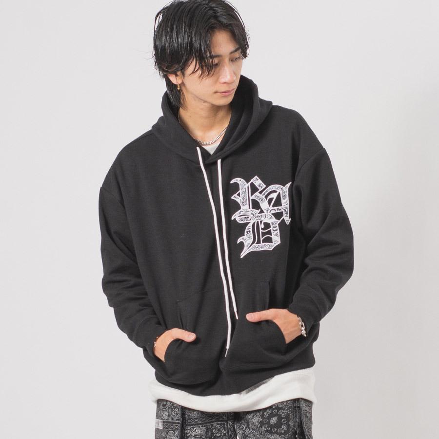 CVCビッグシルエットアップリケ刺繍パーカー メンズ ビッグシルエット オーバーサイズ ストリート系 韓国ファッション 韓国系 RE730 セブンサーティー | RE730 | 08